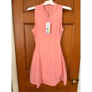 Puma Women's Aerlon Mock Sleeveless Golf Dress Size Medium Pink Fruit NWT